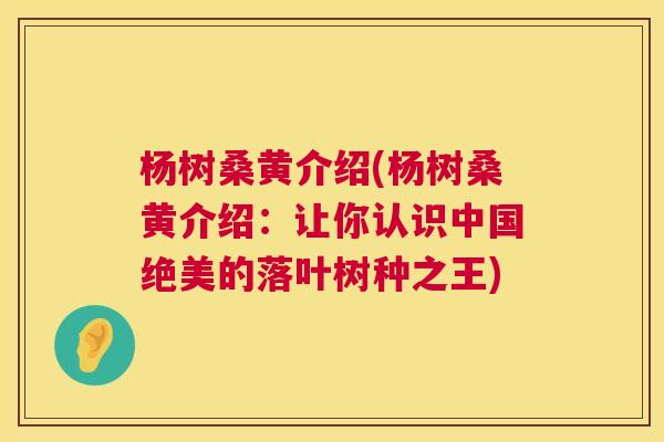杨树桑黄介绍(杨树桑黄介绍:让你认识中国绝美的落叶树种之王) 杨树桑黄介绍(杨树桑黄介绍:让你认识中国绝美的落叶树种之王)