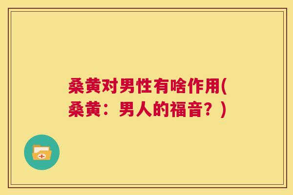 桑黄对男性有啥作用(桑黄:男人的福音?) 桑黄对男性有啥作用(桑黄:男人的福音?)