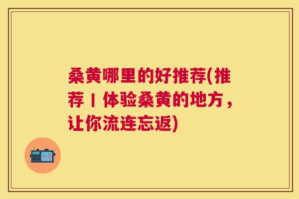 桑黄哪里的好推荐(推荐丨体验桑黄的地方,让你流连忘返) 桑黄哪里的好推荐(推荐丨体验桑黄的地方,让你流连忘返)