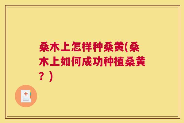 桑木上怎样种桑黄(桑木上如何成功种植桑黄?) 桑木上怎样种桑黄(桑木上如何成功种植桑黄?)
