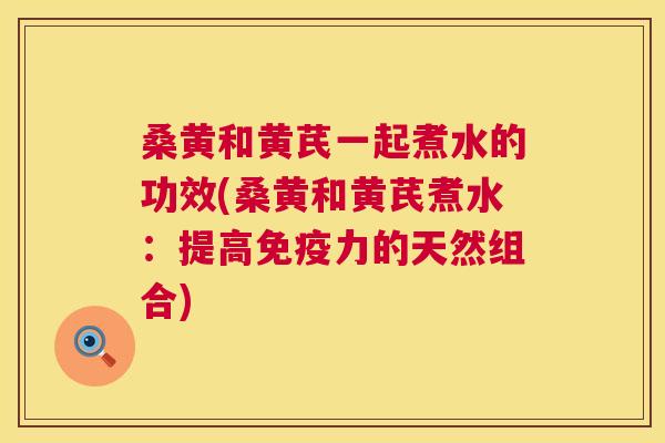 桑黄和黄芪一起煮水的功效(桑黄和黄芪煮水:提高力的天然组合) 桑黄和黄芪一起煮水的功效(桑黄和黄芪煮水:提高力的天然组合)