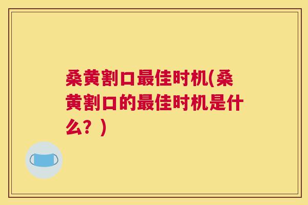桑黄割口佳时机(桑黄割口的佳时机是什么?) 桑黄割口佳时机(桑黄割口的佳时机是什么?)
