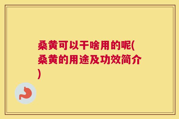 桑黄可以干啥用的呢(桑黄的用途及功效简介)