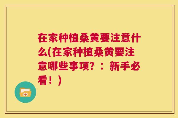 在家种植桑黄要注意什么(在家种植桑黄要注意哪些事项?:新手必看!) 在家种植桑黄要注意什么(在家种植桑黄要注意哪些事项?:新手必看!)
