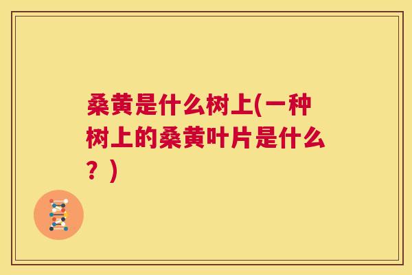 桑黄是什么树上(一种树上的桑黄叶片是什么?) 桑黄是什么树上(一种树上的桑黄叶片是什么?)