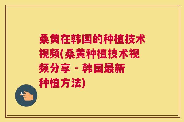 桑黄在韩国的种植技术视频(桑黄种植技术视频分享 - 韩国新种植方法) 桑黄在韩国的种植技术视频(桑黄种植技术视频分享 - 韩国新种植方法)