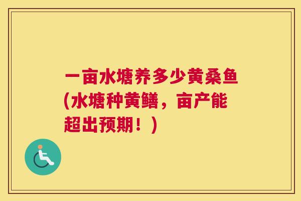 一亩水塘养多少黄桑鱼(水塘种黄鳝,亩产能超出预期!) 一亩水塘养多少黄桑鱼(水塘种黄鳝,亩产能超出预期!)