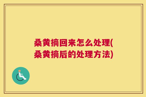 桑黄摘回来怎么处理(桑黄摘后的处理方法) 桑黄摘回来怎么处理(桑黄摘后的处理方法)