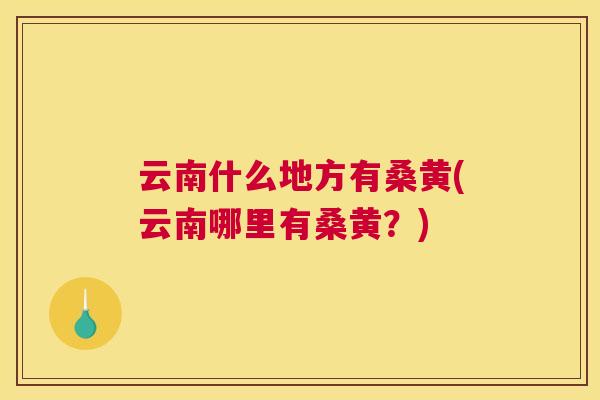 云南什么地方有桑黄(云南哪里有桑黄?) 云南什么地方有桑黄(云南哪里有桑黄?)