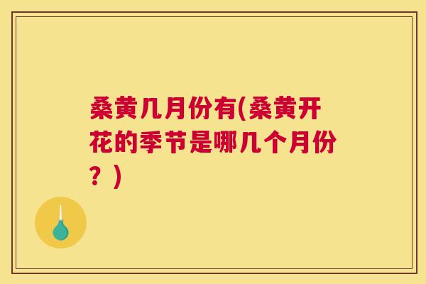 桑黄几月份有(桑黄开花的季节是哪几个月份?) 桑黄几月份有(桑黄开花的季节是哪几个月份?)