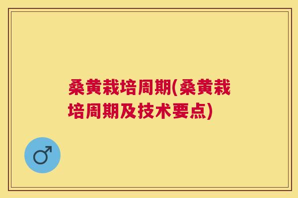 桑黄栽培周期(桑黄栽培周期及技术要点) 桑黄栽培周期(桑黄栽培周期及技术要点)