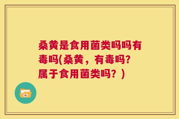 桑黄是食用菌类吗吗有毒吗(桑黄,有毒吗?属于食用菌类吗?) 桑黄是食用菌类吗吗有毒吗(桑黄,有毒吗?属于食用菌类吗?)