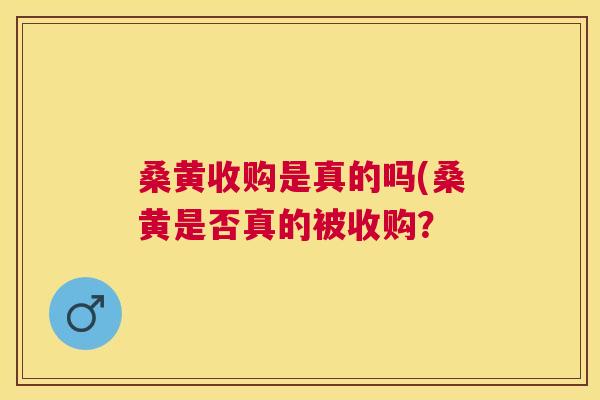 桑黄收购是真的吗(桑黄是否真的被收购? 桑黄收购是真的吗(桑黄是否真的被收购?