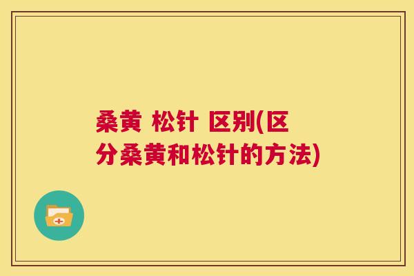 桑黄 松针 区别(区分桑黄和松针的方法)