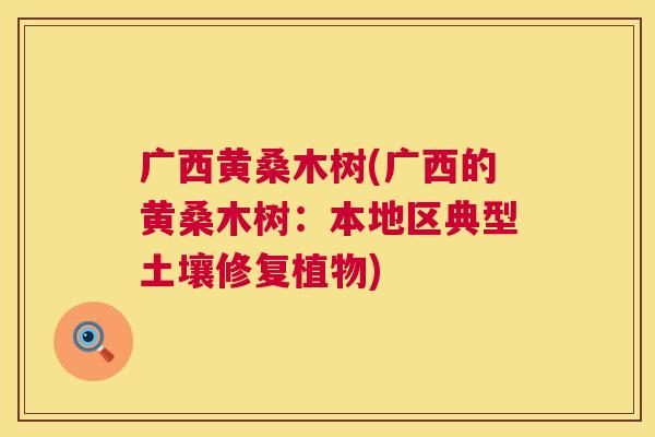 广西黄桑木树(广西的黄桑木树:本地区典型土壤修复植物) 广西黄桑木树(广西的黄桑木树:本地区典型土壤修复植物)