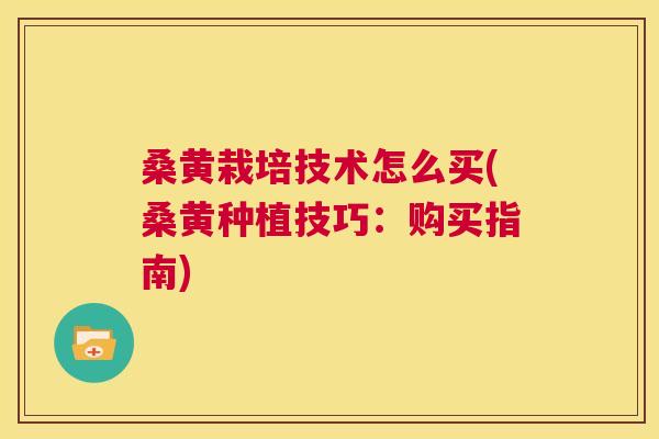 桑黄栽培技术怎么买(桑黄种植技巧:购买指南) 桑黄栽培技术怎么买(桑黄种植技巧:购买指南)