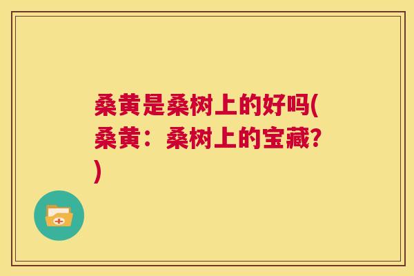 桑黄是桑树上的好吗(桑黄：桑树上的宝藏？)