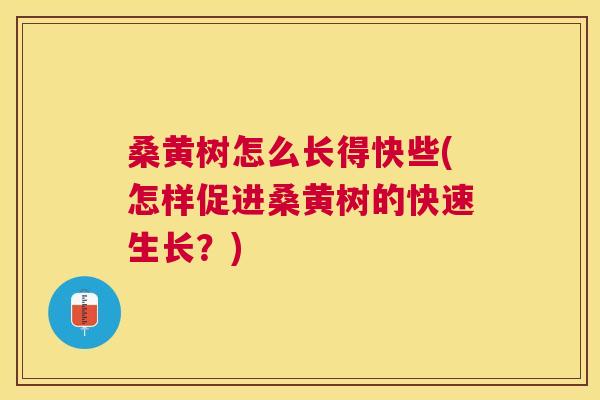 桑黄树怎么长得快些(怎样促进桑黄树的快速生长？)