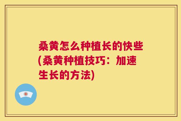 桑黄怎么种植长的快些(桑黄种植技巧:加速生长的方法) 桑黄怎么种植长的快些(桑黄种植技巧:加速生长的方法)