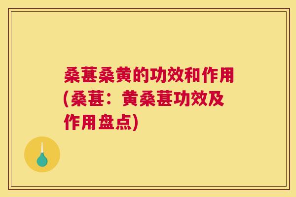 桑葚桑黄的功效和作用(桑葚:黄桑葚功效及作用盘点) 桑葚桑黄的功效和作用(桑葚:黄桑葚功效及作用盘点)