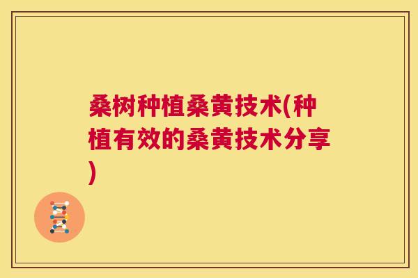 桑树种植桑黄技术(种植有效的桑黄技术分享) 桑树种植桑黄技术(种植有效的桑黄技术分享)