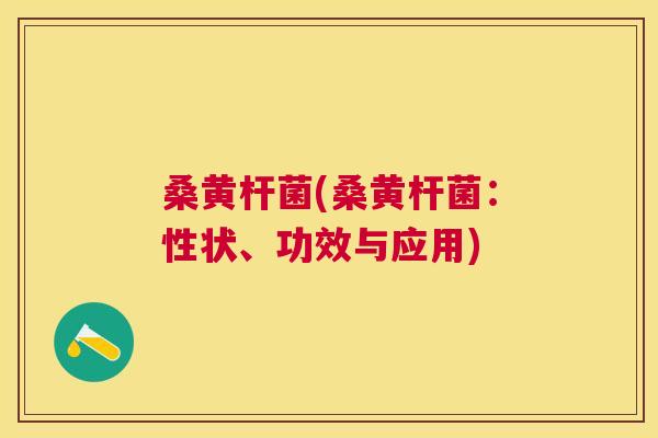 桑黄杆菌(桑黄杆菌:性状、功效与应用) 桑黄杆菌(桑黄杆菌:性状、功效与应用)
