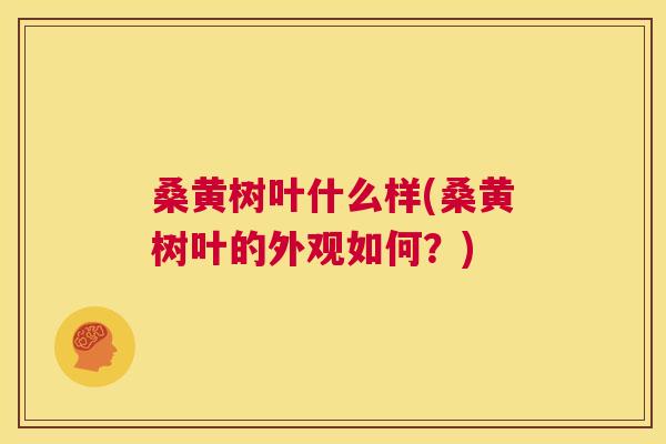 桑黄树叶什么样(桑黄树叶的外观如何?) 桑黄树叶什么样(桑黄树叶的外观如何?)