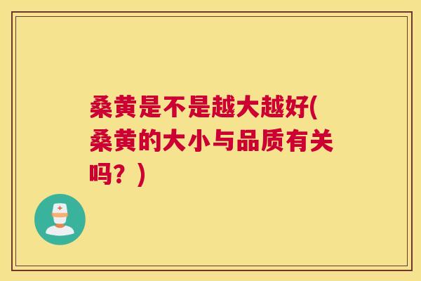 桑黄是不是越大越好(桑黄的大小与品质有关吗?) 桑黄是不是越大越好(桑黄的大小与品质有关吗?)