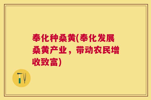 奉化种桑黄(奉化发展桑黄产业,带动农民增收致富) 奉化种桑黄(奉化发展桑黄产业,带动农民增收致富)