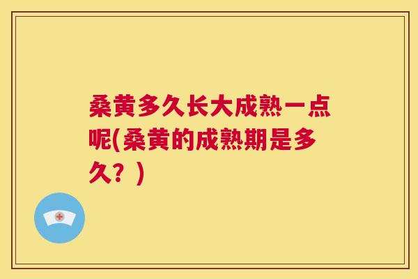 桑黄多久长大成熟一点呢(桑黄的成熟期是多久?) 桑黄多久长大成熟一点呢(桑黄的成熟期是多久?)