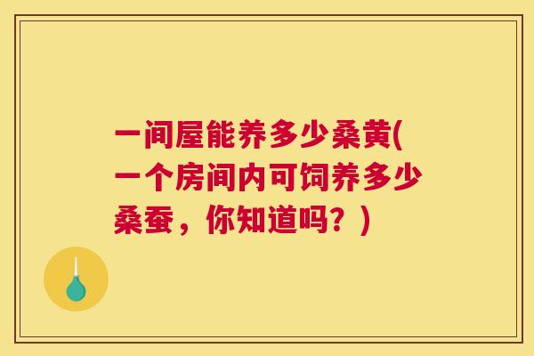 一间屋能养多少桑黄(一个房间内可饲养多少桑蚕,你知道吗?) 一间屋能养多少桑黄(一个房间内可饲养多少桑蚕,你知道吗?)