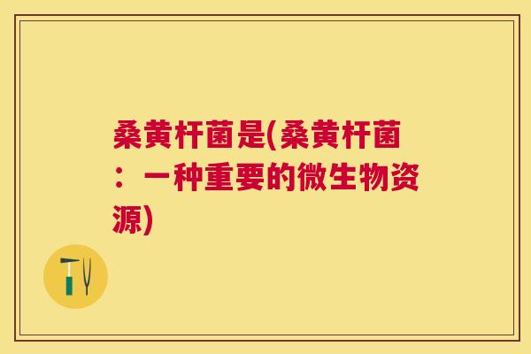 桑黄杆菌是(桑黄杆菌:一种重要的微生物资源) 桑黄杆菌是(桑黄杆菌:一种重要的微生物资源)