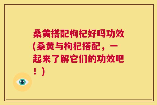 桑黄搭配枸杞好吗功效(桑黄与枸杞搭配,一起来了解它们的功效吧!) 桑黄搭配枸杞好吗功效(桑黄与枸杞搭配,一起来了解它们的功效吧!)