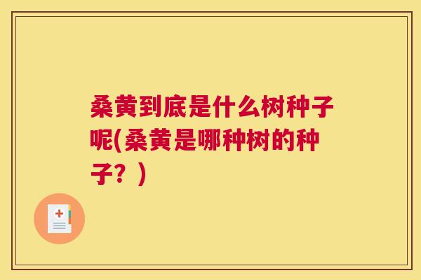 桑黄到底是什么树种子呢(桑黄是哪种树的种子?) 桑黄到底是什么树种子呢(桑黄是哪种树的种子?)
