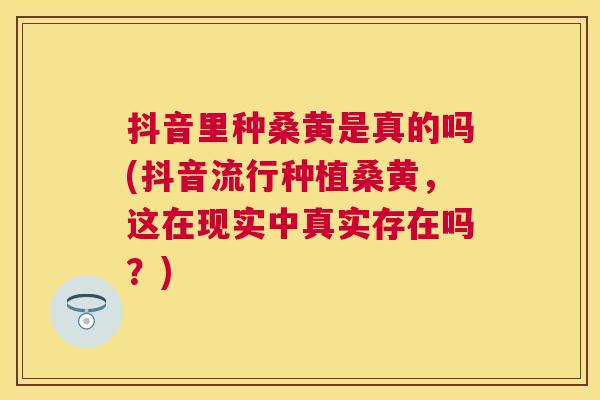 抖音里种桑黄是真的吗(抖音流行种植桑黄,这在现实中真实存在吗?) 抖音里种桑黄是真的吗(抖音流行种植桑黄,这在现实中真实存在吗?)