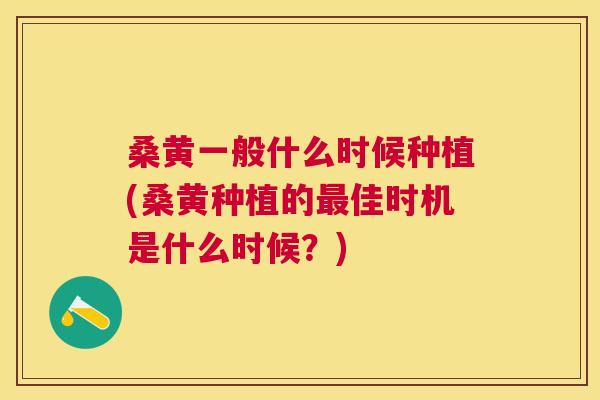 桑黄一般什么时候种植(桑黄种植的佳时机是什么时候?) 桑黄一般什么时候种植(桑黄种植的佳时机是什么时候?)