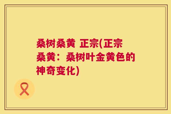 桑树桑黄 正宗(正宗桑黄:桑树叶金黄色的神奇变化) 桑树桑黄 正宗(正宗桑黄:桑树叶金黄色的神奇变化)