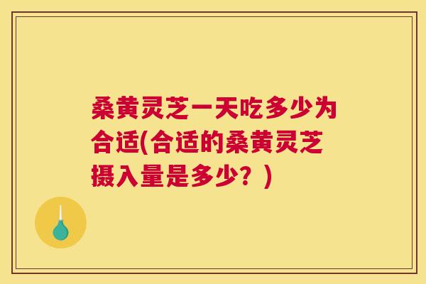 桑黄灵芝一天吃多少为合适(合适的桑黄灵芝摄入量是多少?) 桑黄灵芝一天吃多少为合适(合适的桑黄灵芝摄入量是多少?)