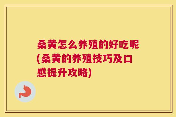 桑黄怎么养殖的好吃呢(桑黄的养殖技巧及口感提升攻略) 桑黄怎么养殖的好吃呢(桑黄的养殖技巧及口感提升攻略)