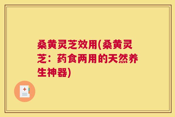 桑黄灵芝效用(桑黄灵芝:药食两用的天然养生神器) 桑黄灵芝效用(桑黄灵芝:药食两用的天然养生神器)