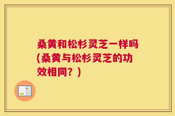 桑黄和松杉灵芝一样吗(桑黄与松杉灵芝的功效相同?) 桑黄和松杉灵芝一样吗(桑黄与松杉灵芝的功效相同?)