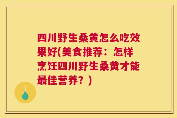 四川野生桑黄怎么吃效果好(美食推荐:怎样烹饪四川野生桑黄才能佳营养?) 四川野生桑黄怎么吃效果好(美食推荐:怎样烹饪四川野生桑黄才能佳营养?)
