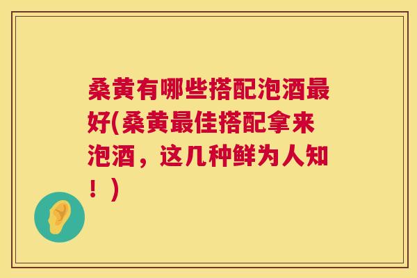 桑黄有哪些搭配泡酒好(桑黄佳搭配拿来泡酒,这几种鲜为人知!) 桑黄有哪些搭配泡酒好(桑黄佳搭配拿来泡酒,这几种鲜为人知!)