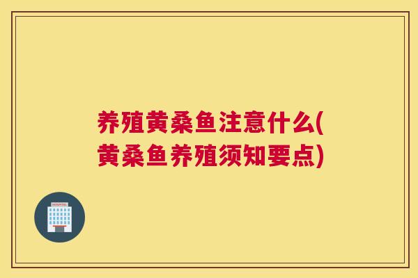 养殖黄桑鱼注意什么(黄桑鱼养殖须知要点) 养殖黄桑鱼注意什么(黄桑鱼养殖须知要点)
