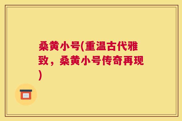 桑黄小号(重温古代雅致,桑黄小号传奇再现) 桑黄小号(重温古代雅致,桑黄小号传奇再现)