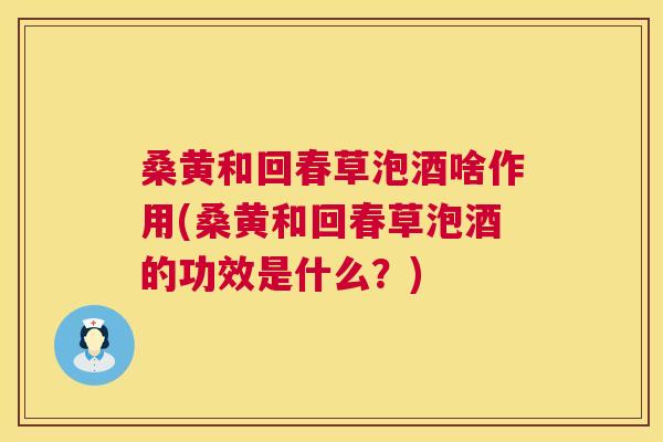 桑黄和回春草泡酒啥作用(桑黄和回春草泡酒的功效是什么?) 桑黄和回春草泡酒啥作用(桑黄和回春草泡酒的功效是什么?)