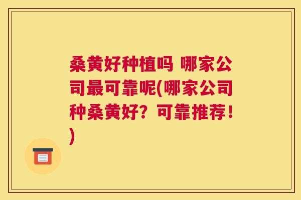 桑黄好种植吗 哪家公司可靠呢(哪家公司种桑黄好？可靠推荐！)