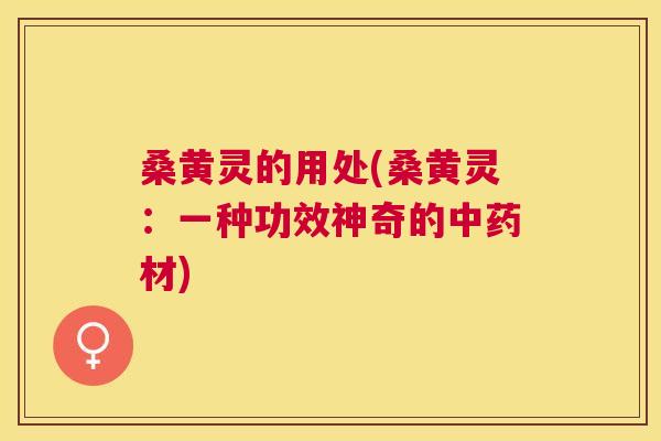 桑黄灵的用处(桑黄灵:一种功效神奇的材) 桑黄灵的用处(桑黄灵:一种功效神奇的材)