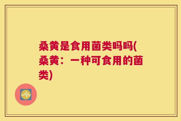 桑黄是食用菌类吗吗(桑黄:一种可食用的菌类) 桑黄是食用菌类吗吗(桑黄:一种可食用的菌类)