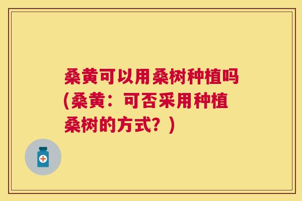 桑黄可以用桑树种植吗(桑黄:可否采用种植桑树的方式?) 桑黄可以用桑树种植吗(桑黄:可否采用种植桑树的方式?)